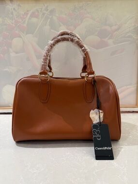 Cuore & Pelle Cognac Leather Top-Handle Satchel